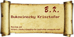 Bukovinszky Krisztofer névjegykártya